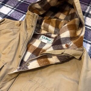 VINTAGE L.L.Bean Parka Mens Large Tan Wool Lined Baxter State Made in USA